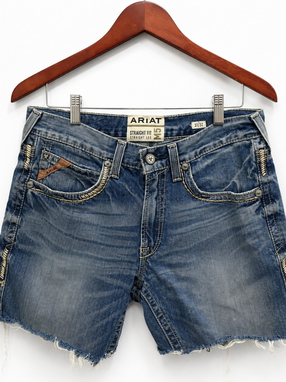 Ariat M5 Straight Fit Men’s 31/32 Denim Cutoff Shorts Western Raw Hem Jean Short